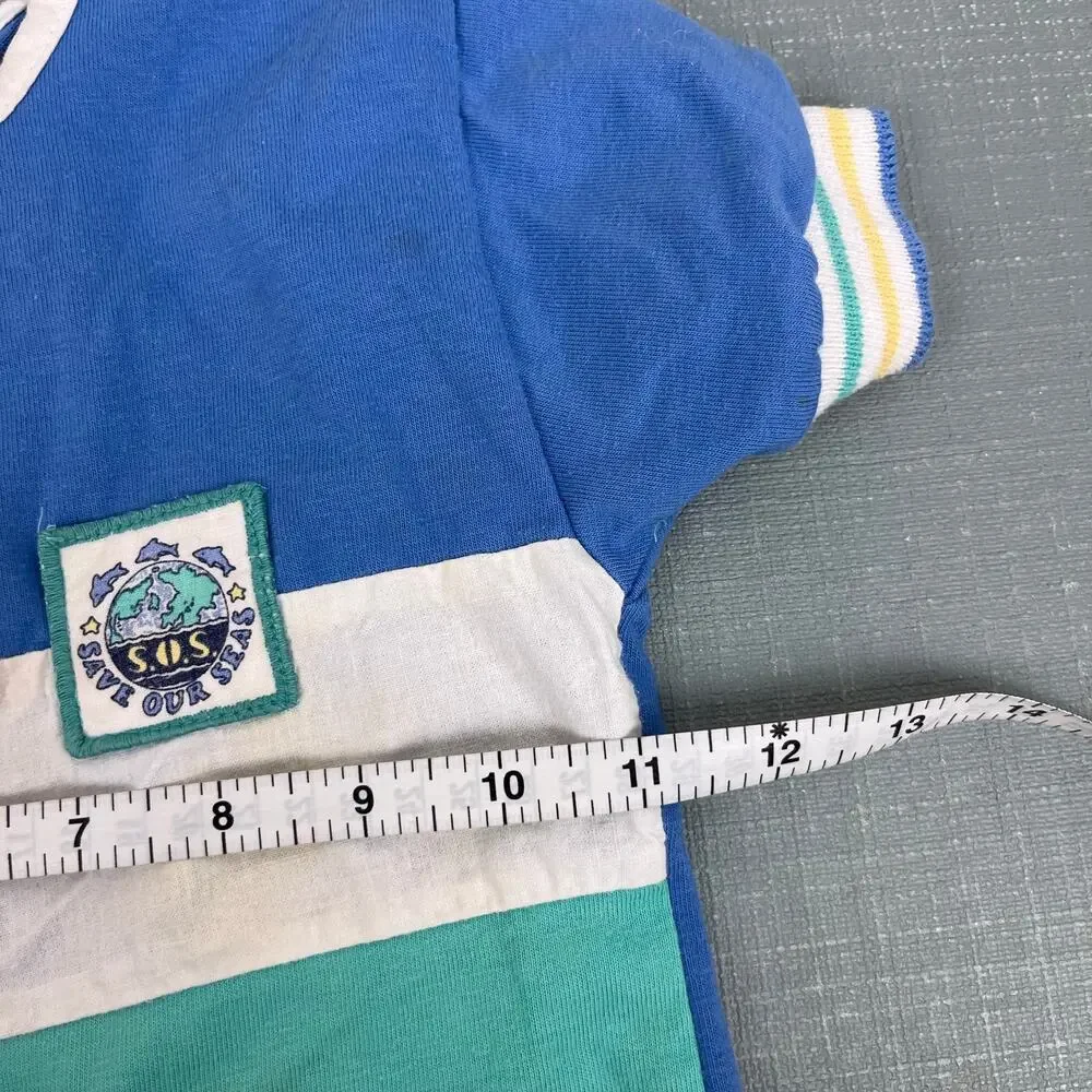 Vintage Carter's Color Block Save Our Seas T-Shirt & Shorts Set 24 Months USA